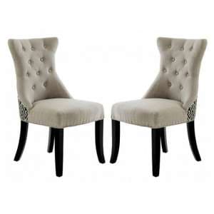 Trento Upholstered Grey Fabric Dining Chairs In A Pair - UK