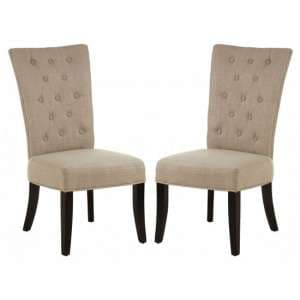 Trento Upholstered Natural Fabric Dining Chairs In A Pair - UK