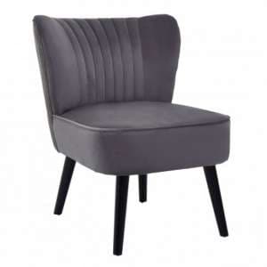 Trento Upholstered Velvet Accent Chair In Grey