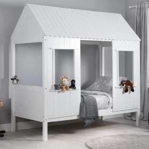 Trenton Wooden Single Bed In White - UK