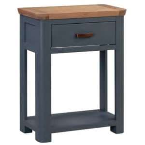 Trevino Small Wooden Console Table In Midnight Blue And Oak - UK