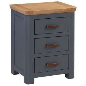 Trevino Wooden Bedside Cabinet In Midnight Blue And Oak - UK