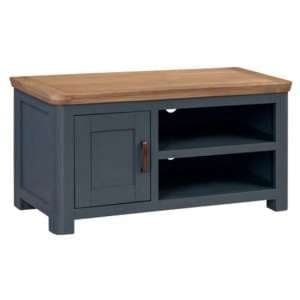 Trevino Wooden TV Stand In Midnight Blue And Oak - UK