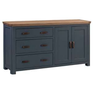 Trevino Large Wooden Sideboard In Midnight Blue And Oak - UK