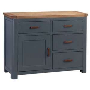 Trevino Small Wooden Sideboard In Midnight Blue And Oak - UK