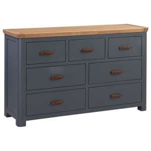 Trevino Wooden Chest Of 7 Drawers In Midnight Blue And Oak - UK