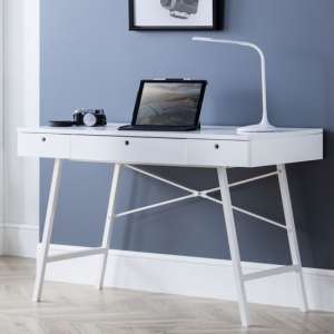Taliessa Wooden Laptop Desk In White - UK
