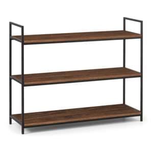 Tacita Low Wooden Bookcase With 3 Shelves In Walnut - UK