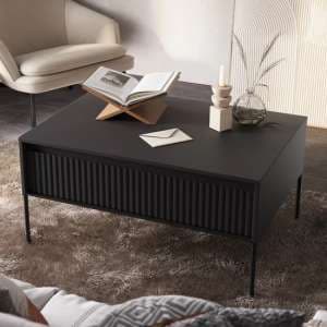 Trier Wooden Coffee Table With 1 Drawer In Matt Black - UK