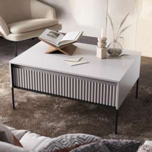 Trier Wooden Coffee Table With 1 Drawer In Matt White - UK