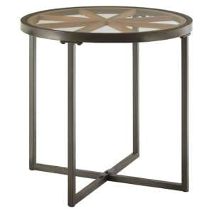Trigona Round Clear Glass Side Table With Grey Metal Frame - UK