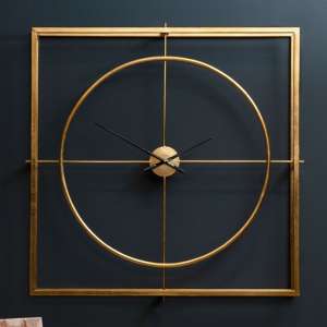 Trigona Square Metal Wall Clock In Gold Frame