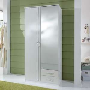 Trio Wooden Wardrobe In High Gloss White With 1 Mirror - UK
