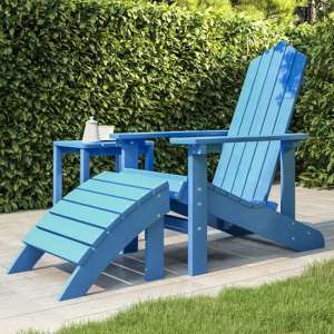 Troy Garden HDPE Armchair With Footstool In Aqua Blue