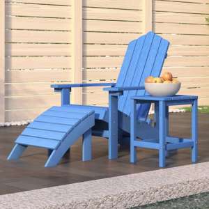Troy Garden HDPE Armchair With Footstool And Table In Aqua Blue
