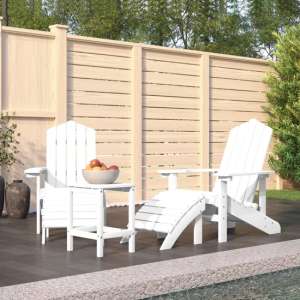 Troy Garden HDPE Armchairs With Footstool And Table In White - UK