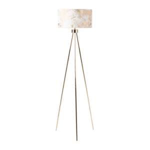 Troy Ivory Linen Shade Gold Inside Floor Lamp With Gold Tripod - UK