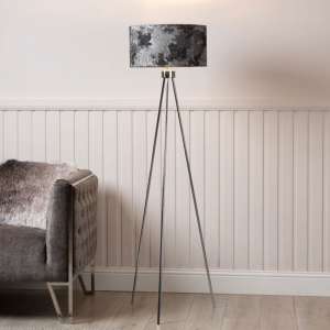 Troy Linen Shade Silver Inside Floor Lamp With Chrome Tripod - UK