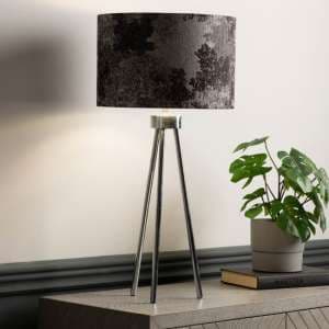 Troy Linen Shade Silver Inside Table Lamp With Chrome Tripod - UK