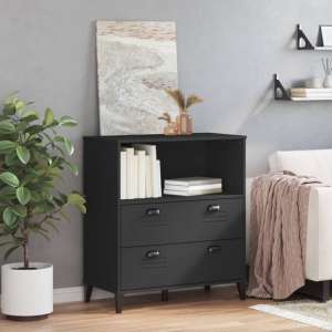 Truro Wooden Bookcase With 2 Drawers In Black - UK