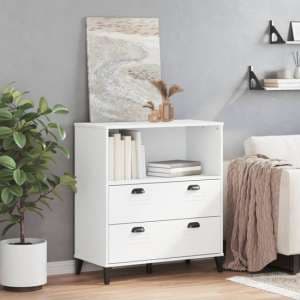 Truro Wooden Bookcase With 2 Drawers In White - UK