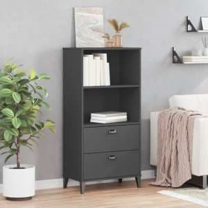 Truro Wooden Bookcase With 2 Shelves In Anthracite Grey - UK
