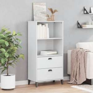 Truro Wooden Bookcase With 2 Shelves In White - UK