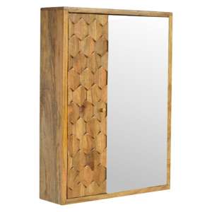 Tufa Wooden Pineapple Carved Wall Mirrored Cabinet In Oak Ish - UK