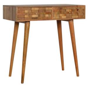 Tufa Wooden Tile Carved Console Table In Oak Ish - UK