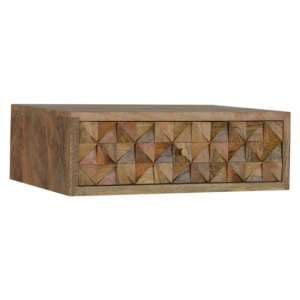 Tufa Wooden Wall Hung Diamond Carved Bedside Cabinet In Oak Ish - UK