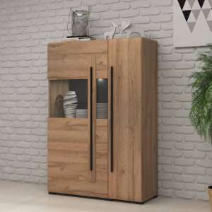 Trail Wooden Display Cabinet 2 Doors In Grandson Oak With LED - UK