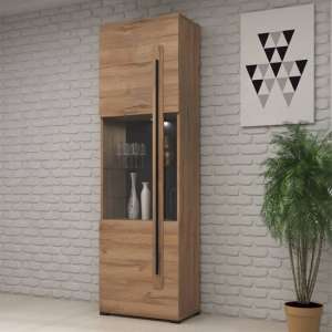 Trail Display Cabinet Tall 1 Door In Grandson Oak With LED - UK