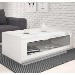 Trail High Gloss Coffee Table In White - UK