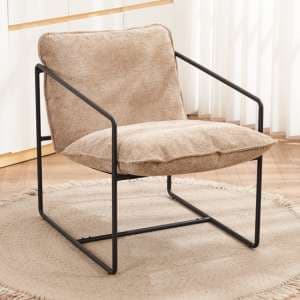 Turin Fabric Occasional Chair In Champagne With Black Metal Frame - UK