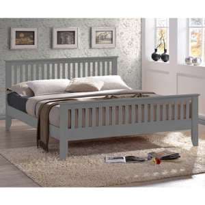 Turin Wooden Double Bed In Grey - UK