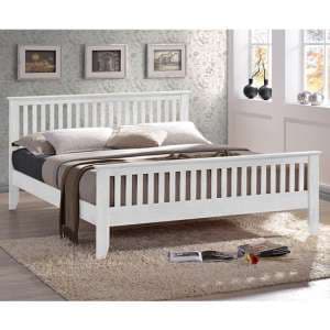 Turin Wooden Double Bed In White - UK