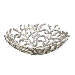 Twigs Aluminium Large Decorative Bowl In Antique Silver