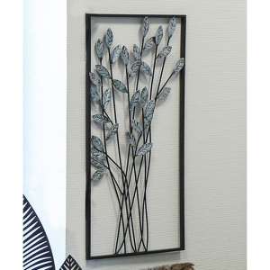 Twigs Metal Wall Art In Silver With Antique Dark Brown Frame - UK