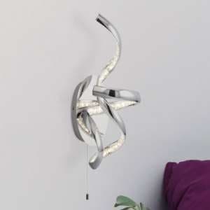 Twirls LED Wall Light In Chrome With Clear Crystal Decoration - UK