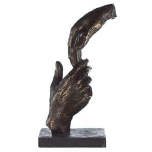 Two Hands Poly Design Sculpture In Antique Bronze And Grey