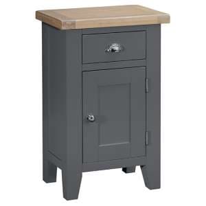 Tyler Wooden 1 Door And 1 Drawer Side Table In Charcoal - UK