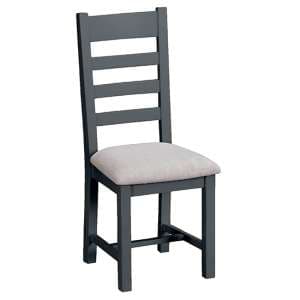Tyler Ladder Back Dining Chair In Charcoal With Fabric Seat