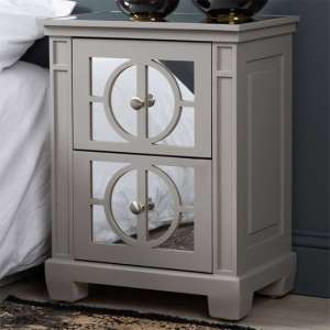 Tyler Mirrored Bedside Cabinet With 2 Drawers In Grey - UK