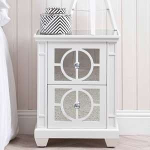 Tyler Mirrored Bedside Cabinet With 2 Drawers In Washed White - UK