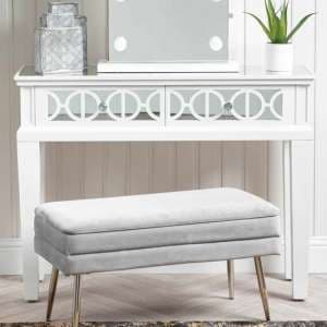 Tyler Mirrored Console Table With 2 Drawers In Washed White - UK