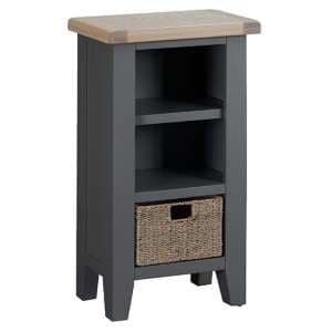 Tyler Small Wooden Narrow Bookcase In Charcoal