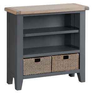Tyler Small Wooden Wide Bookcase In Charcoal