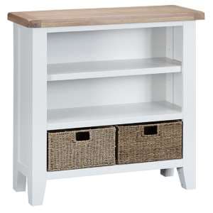 Tyler Small Wooden Wide Bookcase In White