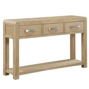 Tyler Wooden Console Table With 3 Drawers In Washed Oak - UK