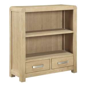 Tyler Wooden Low Bookcase With 2 Drawers In Washed Oak - UK